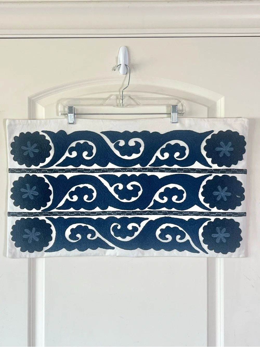 Pottery Barn 2016 Wilhelmina Suzani Blue Embroidered lumbar pillow 16 x 24